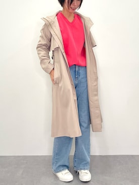 「レギュラー」｜「アイテム（トレンチコート）」を使った、ayamさん（レディース・160cm）の冬コーディネート