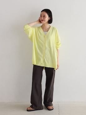 「Champion（チャンピオン）の別注【Champion/チャンピオン】16s/1 Jersey PT Bleach Wash：パンツ（スウェットパンツ、ブラック系）」を使った、miyuuさん（レディース・148cm）の春コーディネート
