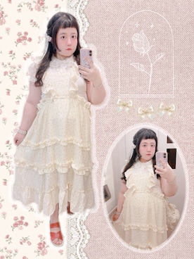 「merry jenny（メリージェニー）のおめかしエプロンワンピース（ワンピース、その他）」を使った、Poyuさん（レディース・159cm）の秋コーディネート