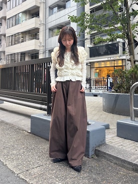 「Kastane（カスタネ）の【累計販売数3万枚!/再追加/着痩せ◎】クシュクシュブラウス（シャツ/ブラウス、ホワイト系）」を使った、まいかさん（レディース・158cm）の夏コーディネート