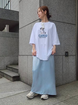 「アイテム（スカート、ブルー系）」を使った、colormecolormeさん（レディース・158cm）の夏コーディネート