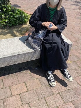 「Freada（フリーダ）のFreada/フリーダ バックレースワンピース（ワンピース）」を使った、iigg☺︎さん（レディース・154cm）の春コーディネート