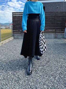 「BUNZABURO（ブンザブロウ）の【別注】BUNZABURO M-ShiboriBAG M（エコバッグ/サブバッグ）」を使った、iigg☺︎さん（レディース・154cm）の秋コーディネート