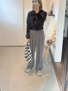 「BUNZABURO（ブンザブロウ）の【別注】BUNZABURO M-ShiboriBAG M（エコバッグ/サブバッグ）」を使った、iigg☺︎さん（レディース・154cm）の秋コーディネート
