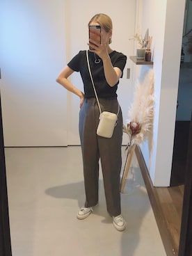「アイテム（財布、ホワイト系）」を使った、iigg☺︎さん（レディース・154cm）の秋コーディネート