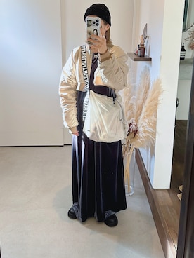 「アイテム（ドレス、グレー系）」を使った、iigg☺︎さん（レディース・154cm）の秋コーディネート