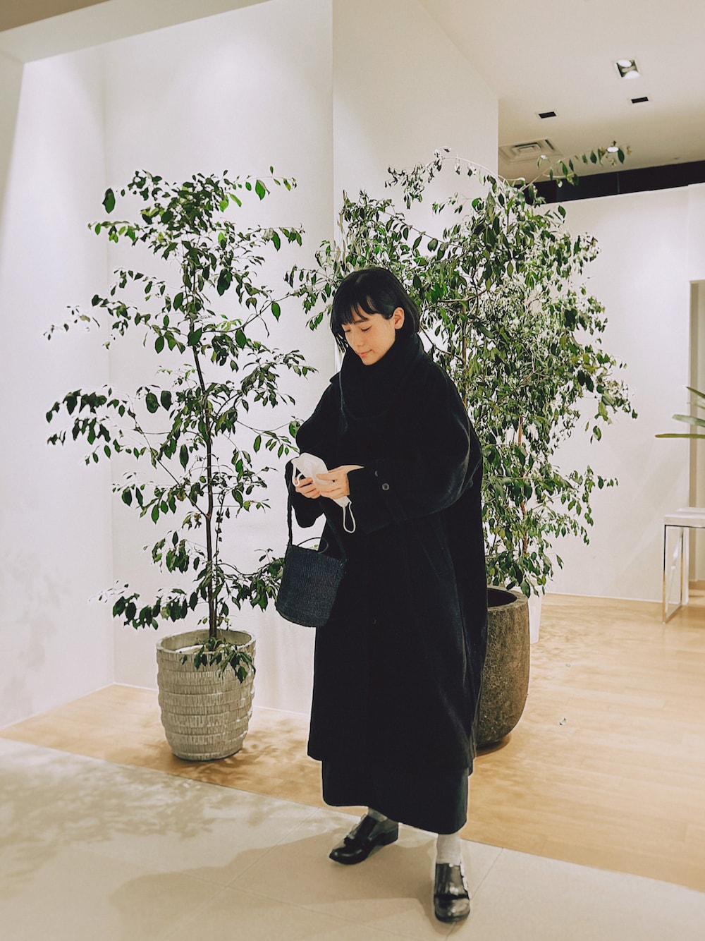 英国製マーガレットハウエル ターコイズ＆白タータンチェック