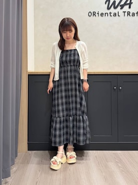 「ORiental TRaffic（オリエンタルトラフィック）のシャーリング ベルト 厚底 サンダル /61218（サンダル、ベージュ系）」を使った、ayasaさんの夏コーディネート