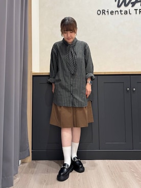 「ORiental TRaffic（オリエンタルトラフィック）のアイテム（ローファー）」を使った、ayasaさん（レディース・152cm）の秋コーディネート