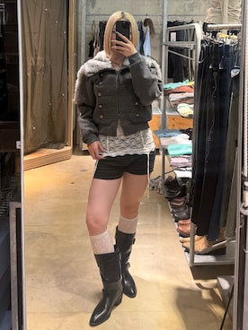 「WHO'S WHO gallery（フーズフーギャラリー）の【26AW LOOK掲載品番/WEB限定サイズあり】ナポレオンファーブルゾン（ブルゾン、グレー系）」を使った、shi131hoさん（レディース・158cm）の秋コーディネート