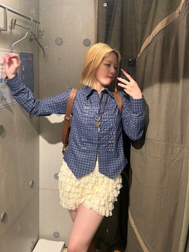 「WHO'S WHO gallery（フーズフーギャラリー）のナポレオンコンパクトシャツ（シャツ/ブラウス、ブルー系）」を使った、shi131hoさん（レディース・158cm）の春コーディネート