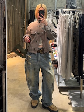 「アイテム（ミリタリージャケット、グレー系）」を使った、shi131hoさん（レディース・158cm）の春コーディネート