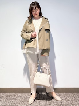 「アイテム（トレンチコート、グリーン系）」を使った、みーさん（レディース・162cm）の春コーディネート