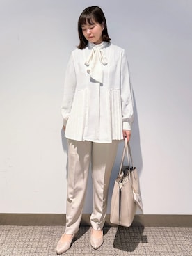「アイテム（ポーチ、ベージュ系）」を使った、みーさん（レディース・162cm）の冬コーディネート