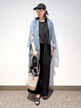 「アイテム（ポンチョ）」を使った、みーさん（レディース・162cm）の夏コーディネート