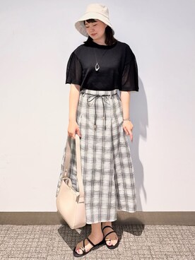 「grove（グローブ）のアイテム（ハット）」を使った、みーさん（レディース・162cm）の夏コーディネート