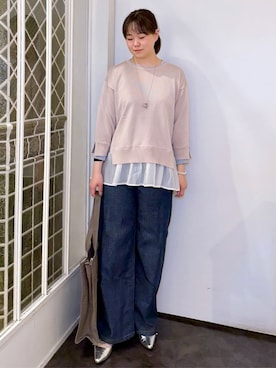 「SOMETHING（サムシング）のアイテム（パンツ）」を使った、みーさん（レディース・162cm）の春コーディネート