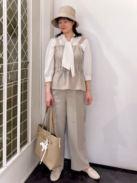 「grove（グローブ）のアイテム（帽子）」を使った、みーさん（レディース・162cm）の春コーディネート