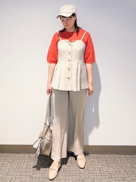 「grove（グローブ）のアイテム（帽子）」を使った、みーさん（レディース・162cm）の春コーディネート