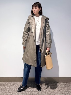 「アイテム（モッズコート、グリーン系）」を使った、みーさん（レディース・162cm）の冬コーディネート