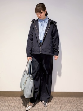 「アイテム（ポーチ、グリーン系）」を使った、みーさん（レディース・162cm）の春コーディネート