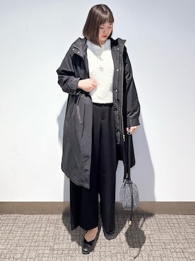 「アイテム（モッズコート、ブラック系）」を使った、みーさん（レディース・162cm）の冬コーディネート