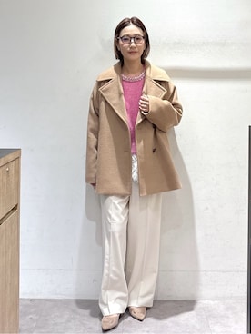 「アイテム（ピーコート、ベージュ系）」を使った、たけねぇさん（レディース・163cm）の冬コーディネート