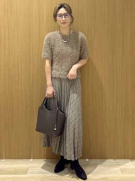 「柄スカート」｜たけねぇさん（レディース・163cm）の秋コーディネート