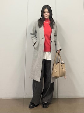 「アイテム（ノーカラーコート）」を使った、mizukiさん（レディース・165cm）の冬コーディネート