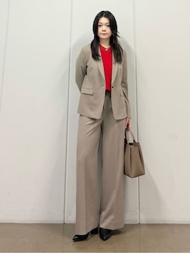 「アイテム（スーツジャケット、ブラウン系）」を使った、mizukiさん（レディース・165cm）の冬コーディネート