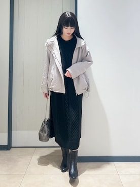 「grove（グローブ）の【名品アウター/3WAY・はっ水】ボアライナー付マウンテンパーカ（ブルゾン、ベージュ系）」を使った、yukinoさん（レディース・156cm）の秋コーディネート