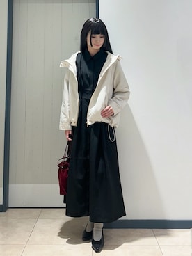 「grove（グローブ）の【名品アウター/3WAY・はっ水】ボアライナー付マウンテンパーカ（ブルゾン、ホワイト系）」を使った、yukinoさん（レディース・156cm）の秋コーディネート