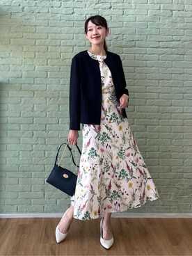 「UNTITLED（アンタイトル）の【日本製・本革】Comfit Dresser Pumps（コンフィットドレッサーパンプス）（パンプス、ブラック系）」を使った、kaba0913さん（レディース）の春コーディネート