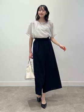 「UNTITLED（アンタイトル）の【日本製・本革】Comfit Dresser Pumps（コンフィットドレッサーパンプス）（パンプス、ブラック系）」を使った、kaba0913さん（レディース）の夏コーディネート