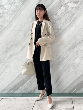 「UNTITLED（アンタイトル）の【日本製・本革】Comfit Dresser Pumps（コンフィットドレッサーパンプス）（パンプス、ホワイト系）」を使った、kaba0913さん（レディース）の春コーディネート
