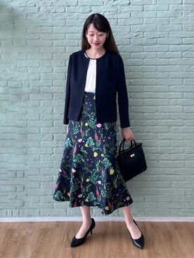 「UNTITLED（アンタイトル）の【日本製・本革】Comfit Dresser Pumps（コンフィットドレッサーパンプス）（パンプス、ブラック系）」を使った、kaba0913さん（レディース）の春コーディネート