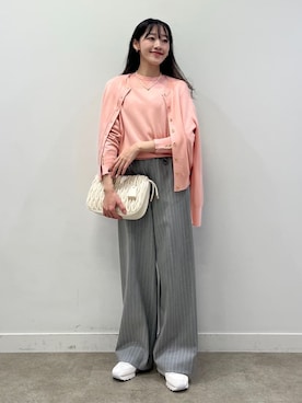 「UNTITLED（アンタイトル）の【アンサンブル可能/6色展開】スパンレーヨン プルオーバーニット（ニット/セーター、オレンジ系）」を使った、kaba0913さん（レディース）の冬コーディネート