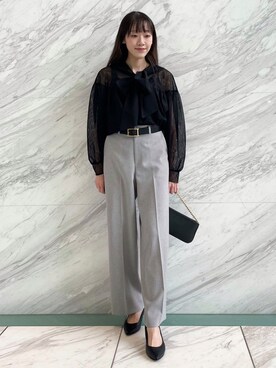 「UNTITLED（アンタイトル）の【日本製・本革】Comfit Dresser Pumps（コンフィットドレッサーパンプス）（パンプス、ブラック系）」を使った、kaba0913さん（レディース）の春コーディネート
