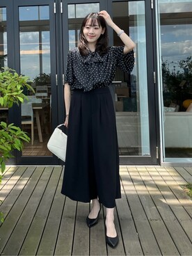 「UNTITLED（アンタイトル）の【日本製・本革】Comfit Dresser Pumps（コンフィットドレッサーパンプス）（パンプス、ブラック系）」を使った、kaba0913さん（レディース）の春コーディネート