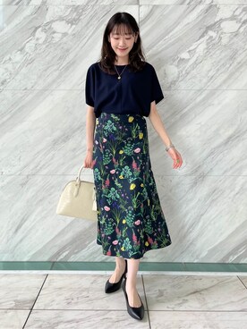 「UNTITLED（アンタイトル）の【日本製・本革】Comfit Dresser Pumps（コンフィットドレッサーパンプス）（パンプス、ブラック系）」を使った、kaba0913さん（レディース）の春コーディネート