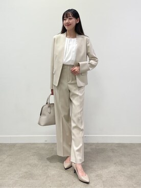 「UNTITLED（アンタイトル）の【日本製・本革】Comfit Dresser Pumps（コンフィットドレッサーパンプス）（パンプス、ベージュ系）」を使った、kaba0913さん（レディース）の夏コーディネート
