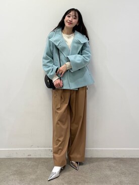 「UNTITLED（アンタイトル）の【ゆったり/洗える】ラメ入りローゲージニット（ニット/セーター、ホワイト系）」を使った、kaba0913さん（レディース）の冬コーディネート
