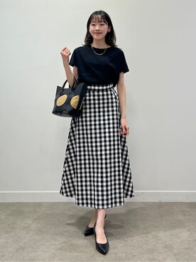 「UNTITLED（アンタイトル）の【日本製・本革】Comfit Dresser Pumps（コンフィットドレッサーパンプス）（パンプス、ブラック系）」を使った、kaba0913さん（レディース）の夏コーディネート