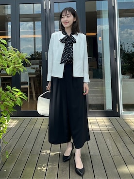 「UNTITLED（アンタイトル）の【日本製・本革】Comfit Dresser Pumps（コンフィットドレッサーパンプス）（パンプス、ブラック系）」を使った、kaba0913さん（レディース）の夏コーディネート