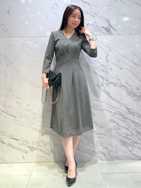 「COUP DE CHANCE（クードシャンス）の【手洗い可／日本製】カシュクールワンピース（ワンピース、グレー系）」を使った、saitouさん（レディース・150cm）の夏コーディネート