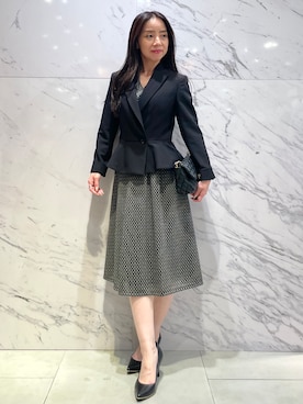 「COUP DE CHANCE（クードシャンス）の【手洗い可／日本製】カシュクールワンピース（ワンピース、グレー系）」を使った、saitouさん（レディース・150cm）の夏コーディネート