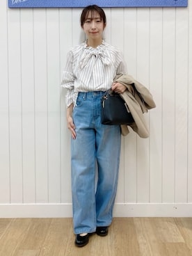 「アイテム（ノーカラーコート）」を使った、yoshiさん（レディース・153cm）の冬コーディネート