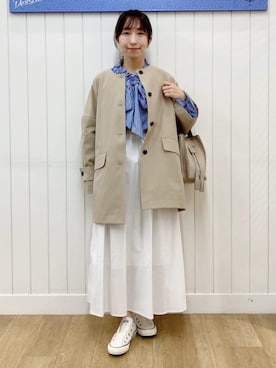 「アイテム（ノーカラーコート）」を使った、yoshiさん（レディース・153cm）の冬コーディネート