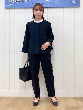 「アイテム（ノーカラージャケット、ブラック系）」を使った、yoshiさん（レディース・153cm）の冬コーディネート