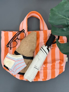 「one'sterrace（ワンズテラス）のROOTOTE ルートート デリリサイクル コットンF（トートバッグ、オレンジ系）」を使った、idkさん（レディース・158cm）の夏コーディネート